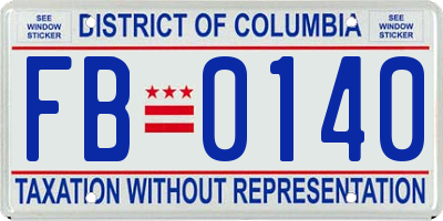 DC license plate FB0140