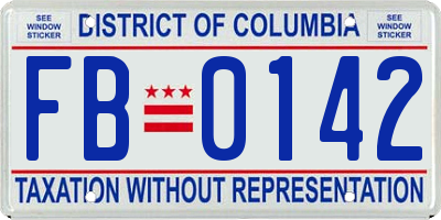 DC license plate FB0142