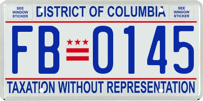 DC license plate FB0145