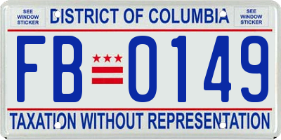 DC license plate FB0149