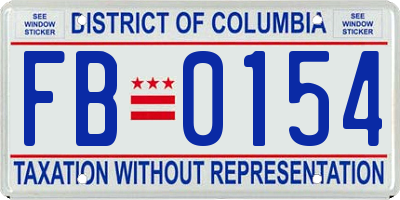 DC license plate FB0154