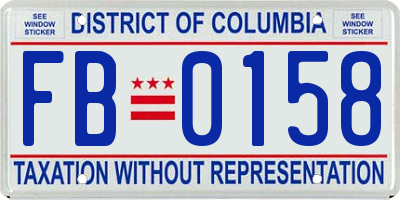 DC license plate FB0158