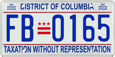 DC license plate FB0165