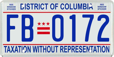 DC license plate FB0172