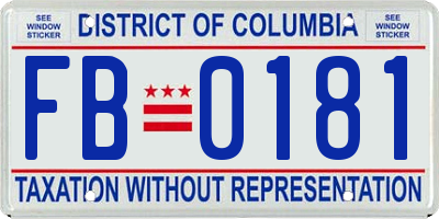 DC license plate FB0181