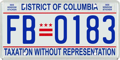 DC license plate FB0183