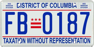 DC license plate FB0187