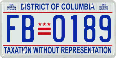 DC license plate FB0189