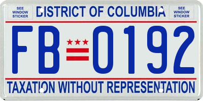 DC license plate FB0192