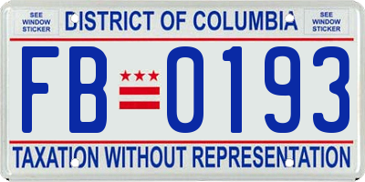 DC license plate FB0193