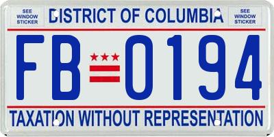 DC license plate FB0194