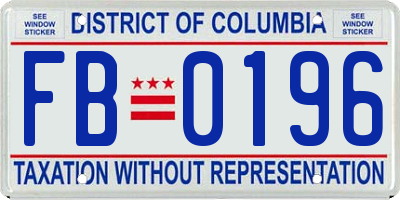 DC license plate FB0196