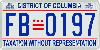 DC license plate FB0197