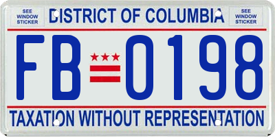 DC license plate FB0198