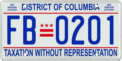 DC license plate FB0201