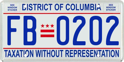 DC license plate FB0202