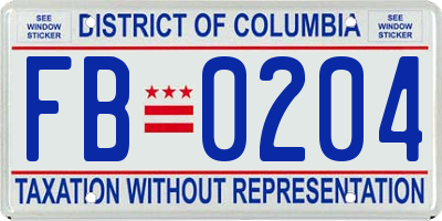 DC license plate FB0204