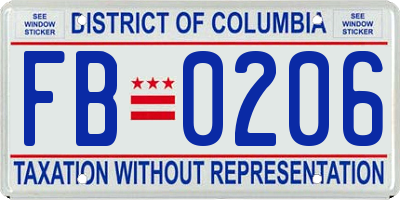 DC license plate FB0206