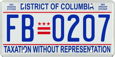 DC license plate FB0207