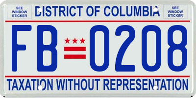 DC license plate FB0208