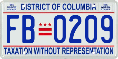 DC license plate FB0209