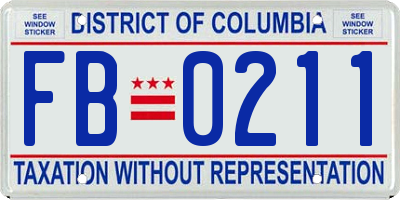 DC license plate FB0211