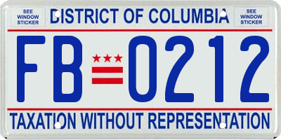 DC license plate FB0212