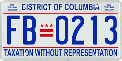 DC license plate FB0213