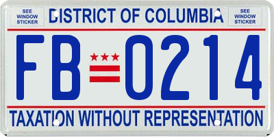 DC license plate FB0214