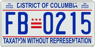 DC license plate FB0215