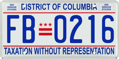 DC license plate FB0216