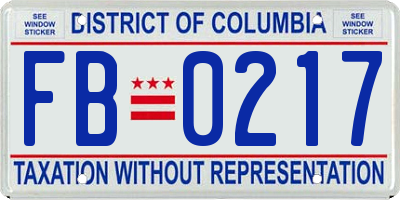 DC license plate FB0217