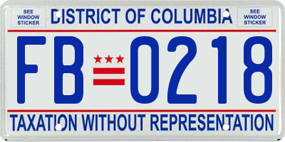 DC license plate FB0218