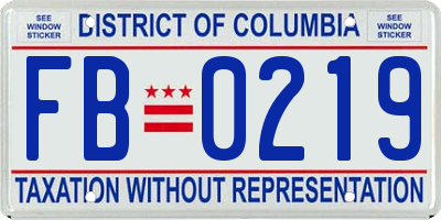 DC license plate FB0219