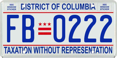 DC license plate FB0222