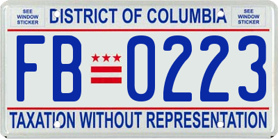 DC license plate FB0223