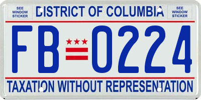 DC license plate FB0224