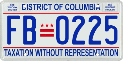 DC license plate FB0225