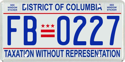 DC license plate FB0227