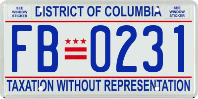 DC license plate FB0231