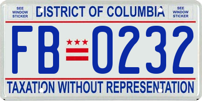 DC license plate FB0232