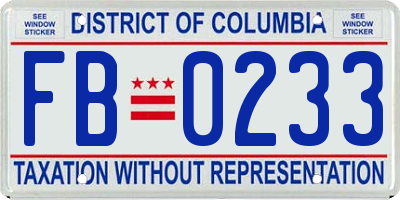 DC license plate FB0233