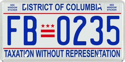 DC license plate FB0235