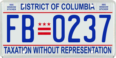 DC license plate FB0237