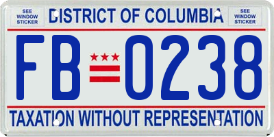 DC license plate FB0238