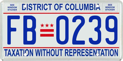 DC license plate FB0239