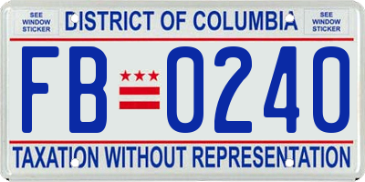 DC license plate FB0240