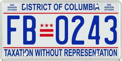 DC license plate FB0243