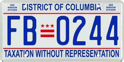 DC license plate FB0244