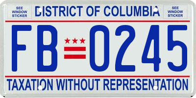 DC license plate FB0245